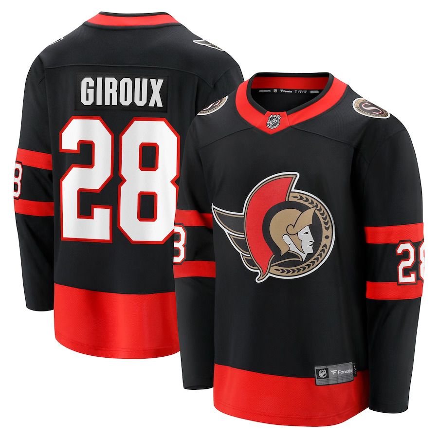 Men Ottawa Senators 28 Claude Giroux Fanatics Branded Black Home Breakaway Player NHL Jersey